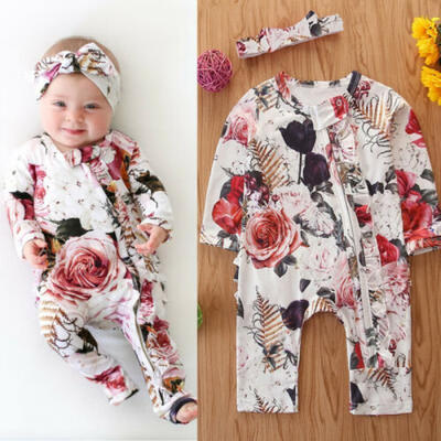 

Newborn Infant Baby Girl Cotton Clothes Floral Romper Bodysuit Jumpsuit Outfit