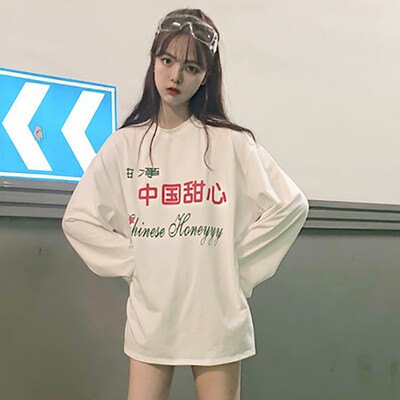

Oversize Women Top T-Shirts Autumn Long Sleeve Print Hip Hop T-shirt Korean Style Streetwear Casual Lady Tops Tee Plus Size