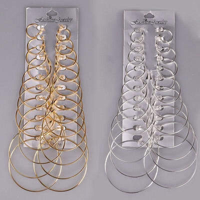 

Details about Hot Sale 12PairsSet Gold Big Round Circle Hoop Dangle Earrings Women Jewelry