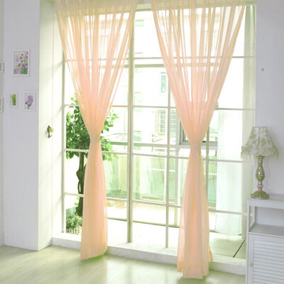 

JPGIF 1 PCS Pure Color Tulle Door Window Curtain Drape Panel Sheer Scarf Valances