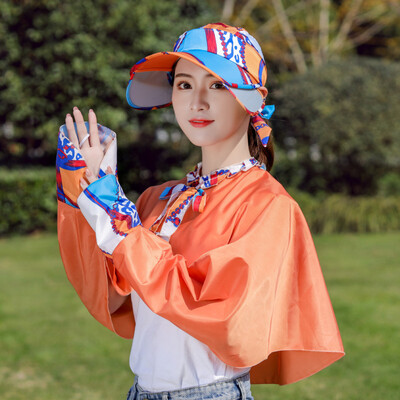 

Long print outdoor two-piece sportswear for women in the sunscreen of electric bicycle in summer