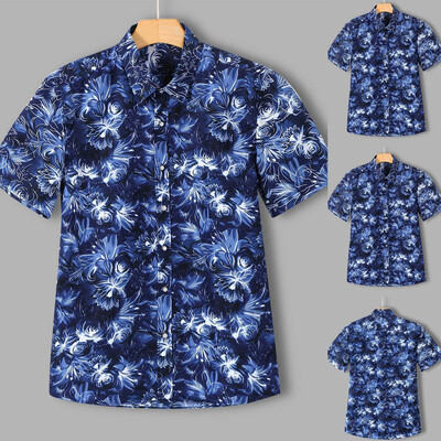 

Tailored Fashion Mens Color Lump Chest Pocket Short Sleeve Round Hem Loose Shirts Blouse