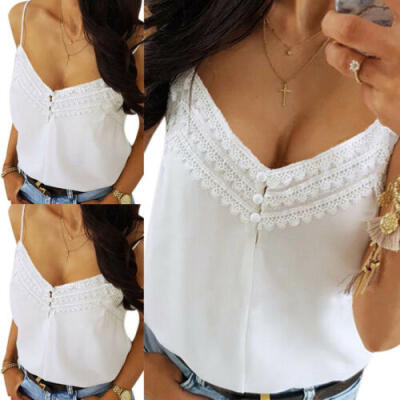 

Women Summer Lace Top Sleeveless Tank Tops Soft T-Shirt Casual Summer Fashion