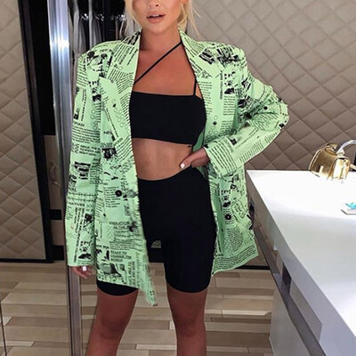 

Tailored Women Long Sleeve Open Front Fit Office Letter Newspaper Jacket Coats Tops