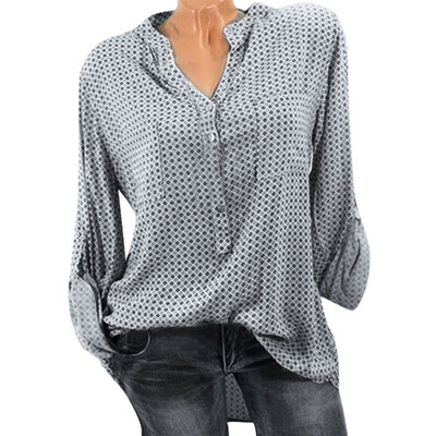 

Starmoon Womens Casual Dot Print V-Neck Baggy T-shirt Tees Blouse Tops Plus Size Pockets