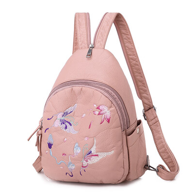 

Guofeng embroidery chest bag double shoulder bag summer tide soft leather travel bag fashionable small backpack womens anti-t