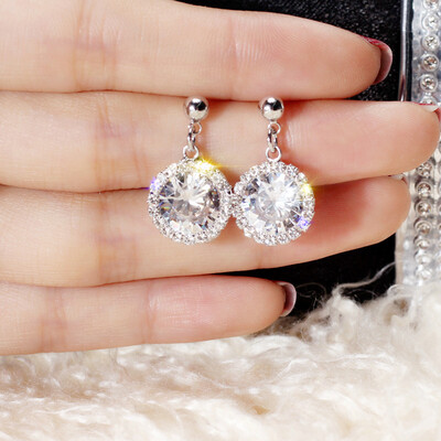 

2019 new brand design minimalist gold&silver tear-shaped zircon earrings for women