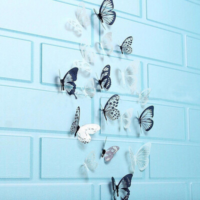 

JPGIF 36 Pcs 3D Black White Butterfly Sticker Art Wall Decal Mural Home Decoration