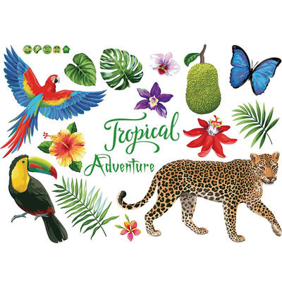 

Tropical Leopard Waterproof PVC Wall Stickers Living Room Mural Doors Decal
