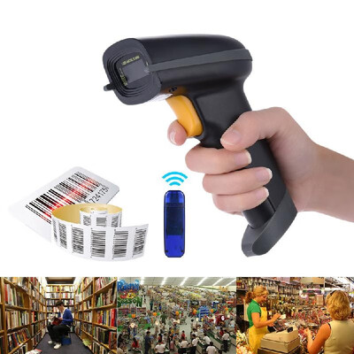 

24G Wireless Handheld Barcode Scanner Bar Code Reader with Receiver USB Cable for Supermarket Library Express Company Retail Stor