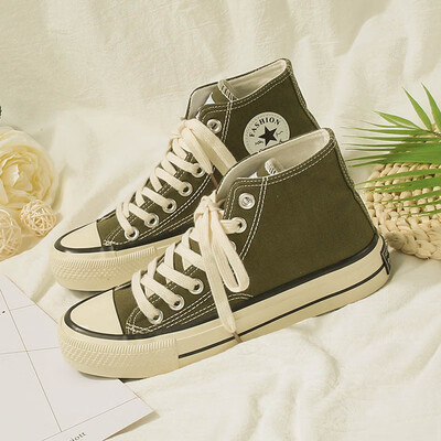 

High-top canvas shoes female Korean version 2019 tide shoes new board shoes retro Hong Kong flavor shoes trend Joker student shoes