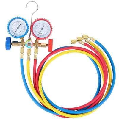 

R12 R22 R502 Current Divider Meter Tools Set Refrigerants Air Conditioning AC Diagnostic Manifold Gauges Double Table Valve with 3