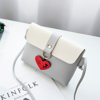 

Women Bags Fashion Girls Casual Heart Shoulder Contrast Color Phone Autumn Winter Version New Change Packet Crossbody Bag
