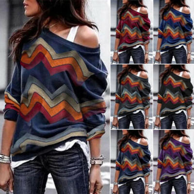

Plus Size Women One Shoulder Hoodie Sweatshirt Long Sleeve Sweater Pullover Tops