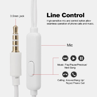 

35mm Wired Headphones Music Headset Smart Phones Earphone In-line Control with Mic Earbuds