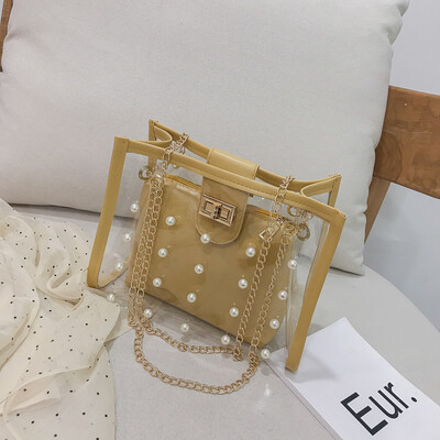 

2019 new temperament pearl chain Messenger bag female chic fashion wild child mother bag casual simple shoulder bag