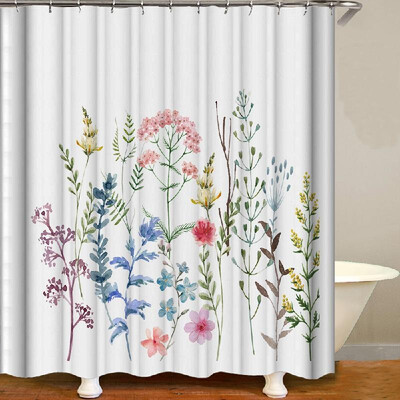

Shower Curtain Flowers Trees Print Blackout Curtains Waterproof Mildew-proof Bathroom Curtain 71"x71