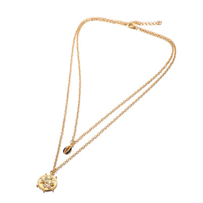 

Vintage metal Shell Pendant Necklace For Women Crystal Circle Sequins Multilayer Chokers Necklace Jewelry 2019