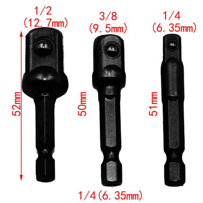 

〖Follure〗3Pcs Socket Adapter Set Hex Shank to 14 38 12 Impact Driver Drill Bit Tools