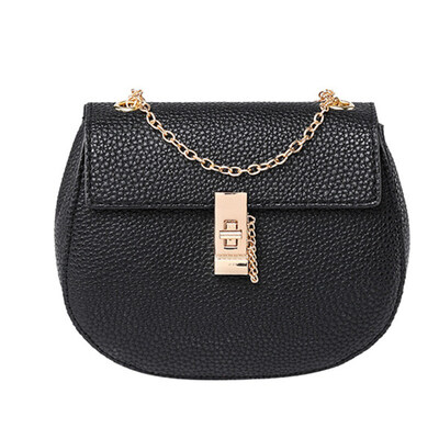 

Women Solid Color Litchi Grain Faux Leather Chain Crossbody Shoulder Bag Pouch