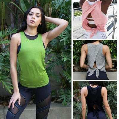 

Women&39s Sexy Backless Sports TANK TOPS Fitness Gym Shirts yoga vest