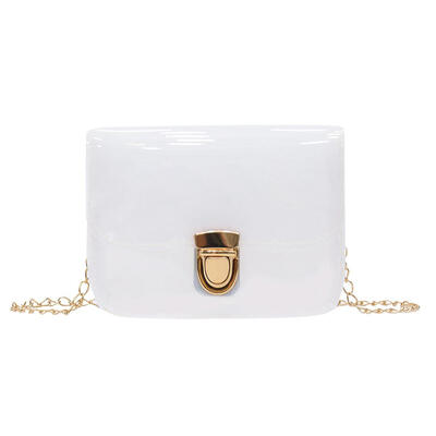 

Solid Color Clear Jelly Shoulder Handbags PVC Women Chain Crossbody Bags