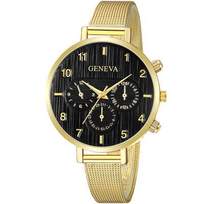

GENEVA Female Watch Cool Girl Metal Mesh Band Stainless Steel Quartz Writwatch Sport Business Luxury Watches Relogio Feminino