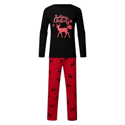 

Toponeto Christmas Man Daddy Cartoon Deer Printed TopPants Xmas Family Clothes Pajamas