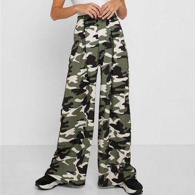 

Tailored Womens Summer Camouflage Printed Loose Casual Wide Leg Pants