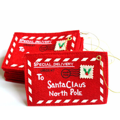 

5pcs Christmas Envelope Ornament Greeting Cards Candy Gift Hanging Santa Letter