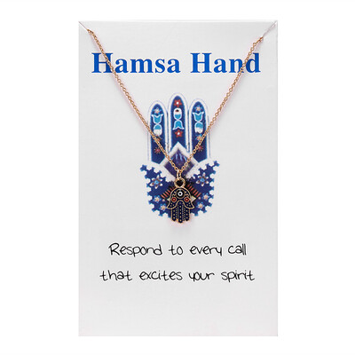 

White Card Lucky Evil Eye Necklace for Women Gold Silver Color Blue Eye Hamsa Hand Pendant Necklace Collare Fashion Jewelry Gift