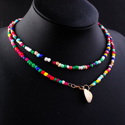 

Colorful Seed Beads Choker for Women Bohemian Summer Chic Bib Collier Femme Cowrie Shell Dropshipping Fashion Trendy 2019