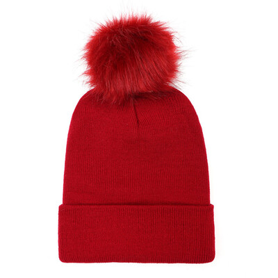 

Tailored Adult Women Keep Warm Winter Fur Ball Knitted Wool Beanie Hemming Hat Cap