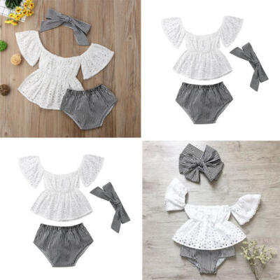 

Newborn Toddler Baby Girl Off Shoulder Tops Tutu Shorts Pants Outfits Clothes