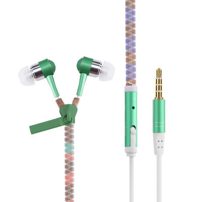 

Glowing In-Ear Earphone Luminous Light Metal Zipper Headphone Earbuds wMic