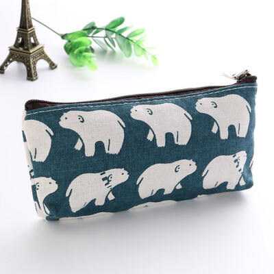 

1Pc Animal Forest Printed Canvas Pencil Cases Kids Cute Pencil Bag Stationery School Supplies