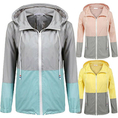 

Womens Hooded Rain Jacket Outdoor Waterproof Rain Coat Sports Windbreaker