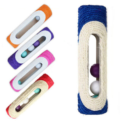 

Pet Cat Kitten Kitty Toy Rolling Sisal Scratching Post Trapped BallTraining