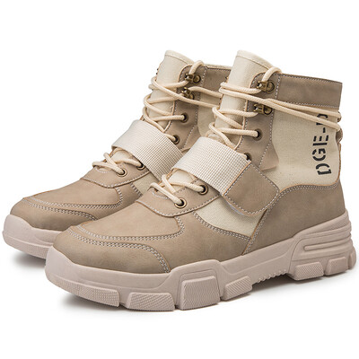 

PUIMENTIUA High Quality Fashion Winter Mens Boots Warm Working Boots Lace Up Mens Desert Boots Round Toe High Top Shoes