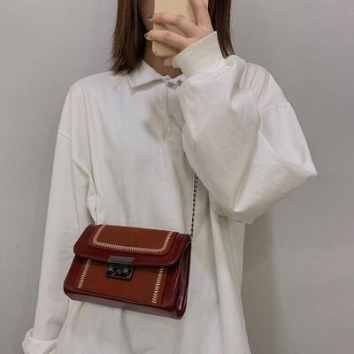 

Women Chain Bag PU Leather Scrub Crossbody Square-Shaped Fashion Small Messenger Bag