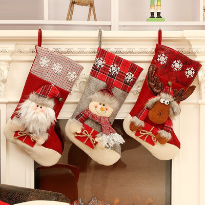 

Luxury Snowman Elk Christmas Gift Storage Stocking Candy Socks Printed Pendant