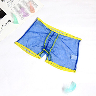 

Flash cool fluorescent shorts mesh yarn mens underwear sexy transparent underwear