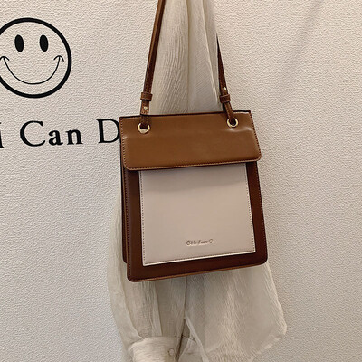 

Advanced sense of foreign style womens bags retro texture contrast bag new 2019ins small square bag shoulder Messenger bag