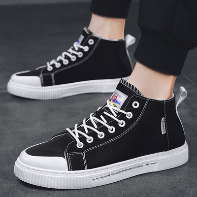 

2019 new summer high canvas skateboard shoes mens casual shoes wild trend high state street dance mens shoes