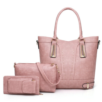 

Summer new portable three-piece handbags European&American fashion rivet shoulder diagonal scorpion mother bag