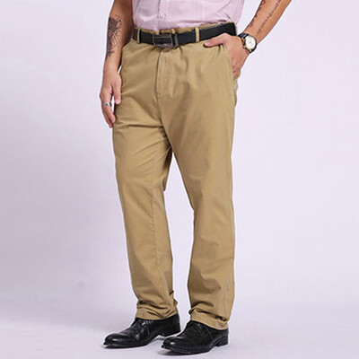 

Gobestart Mens Solid Large Size Trousers Fat Mens Pants Middle Old Aged Casual Pants
