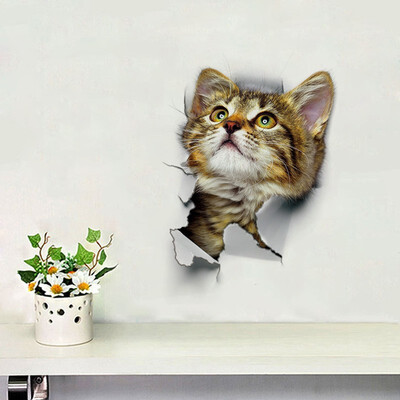 

YEDUO Hole View 3D Cats Wall Sticker for Animal Toilet