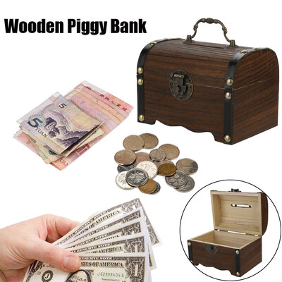 

Gobestart Wooden Piggy Bank Safe Money Box Savings With Lock Wood Carving Handmade