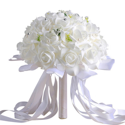 

Siaonvr Crystal Roses Bridesmaid Wedding Bouquet Bridal Artificial Silk Flowers