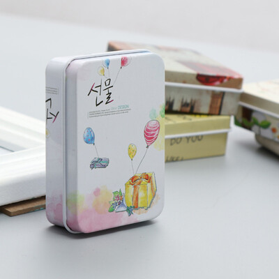 

Mini Jewelry Box Decor Card Pill Case Multifunctional Lovely Flower Iron Tin Storage Bag GiftRandom Color